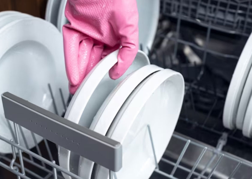 pink glove with the best commercial dishwasher